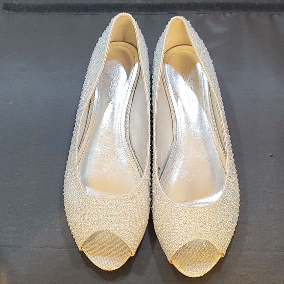 DAVID BRIDAL LOW WEDGE PEEP-TOES WITH CRYSTALS  WOMEN'S SHOE - Picture 5 of 16